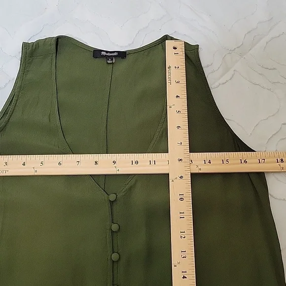 Madewell Heather Button Green Tunic Tank Sleeveless Shift Dress Twee Women's S - Picture 8 of 10